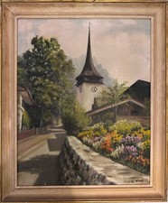 Vintage oil painting on board