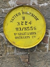 Rare 1993 Burnside Whisky Barrel lid end 25" w/ end hoop Braced ready to hang