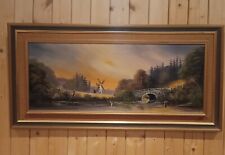 Original Oil On Board by Michal Kerris Painting Landscape Windmill, Cornwall 