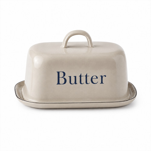 Butter dish with lid grey - with,