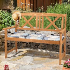 2-Person Hardwood Bench Classic Wooden Garden Patio Outdoor Furniture Indoor UK