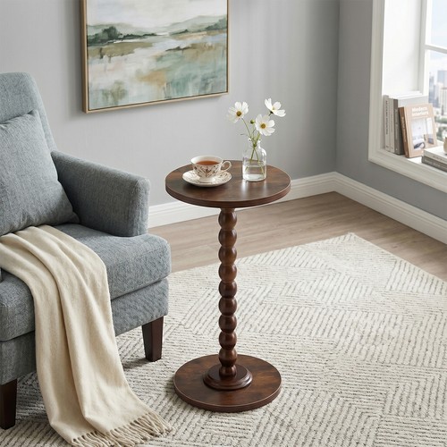 Wooden round side table - round,
