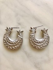 Wright & Teague Solid Silver Earrings Pierced Hoops 3cms Drop Vintage 80’s