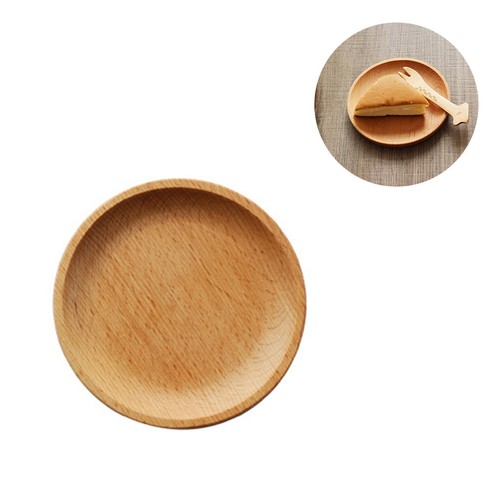 Round beach wooden - plate, dish