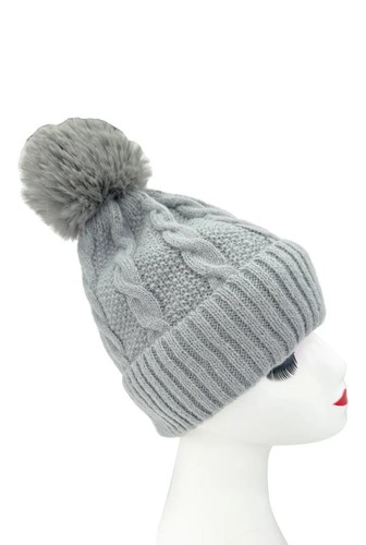 Ladies cable knit bobble - ladies,