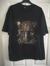  Men's woman's XXL T SHIRT Diamante  Leopard  Top