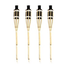 4x 2ft Bamboo Torch Lantern Garden Oil Paraffin Outdoor Garden Lighting Burner
