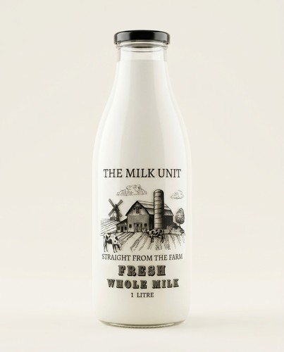 Litre glass milk bottle with - litre,