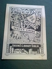 Bookplate Greene's Library Dublin 1912 Ireland
