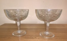 2 Vintage Libbey   Hobstar Coupe Cocktail  Champagne Glasses Drinkware VGC 