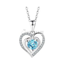 Heart Crystal Pendant 925 Sterling Silver Chain Necklace Womens Ladies Jewellery