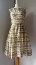 Stunning Vintage 1950's 1960's Sleeveless Fit & Flare Dress / Tea Dress - UK 10