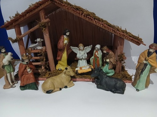 Piece ceramic nativity set - nativity,