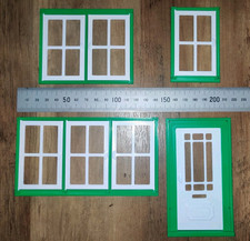 Not Hobbies Dolls House Windows & Door Cross Job Lot Green White Opening Thin