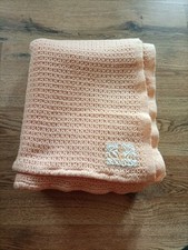 BLANKET WOOL VINTAGE LAN-AIR-CEL LIGHT ORANGE CELLULAR SCOTLAND SINGLE BED