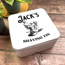 Square Men's Storage Vintage Barber Shop Chair Personalised Shaving Tin