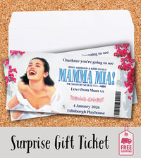 MAMMA MIA Musical Theatre Gift Personalise Ticket Surprise Christmas Voucher