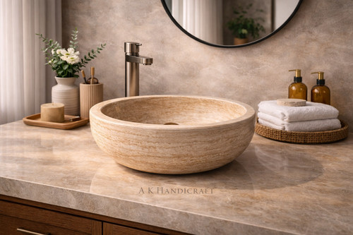 Travertine stone sink luxury - stone,
