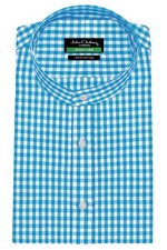 Men's Grandad Shirt 100% Cotton Gingham Checks Band China Mandarin Nehru Collar