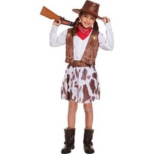 Girls Cowgirl Costume Child Western Cowboy Wild West Fancy Dress Outfit