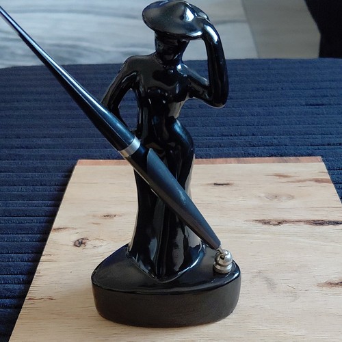 Black ceramic woman figurine - black,