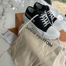 Louis Vuitton Squad Low Top Trainers UK 5 Black Logo Box Receipt Dust Bags