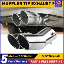1x Chrome Universal Twin Dual Exhaust Pipe Trim Tip Tail Muffler Stainless Steel