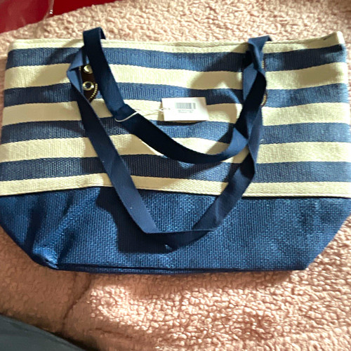 Blue white striped woven - blue,