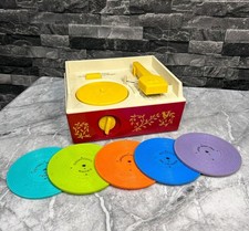 Fisher Price Record Player 1971 Vintage Wind up Music Box With 5 Discs Working