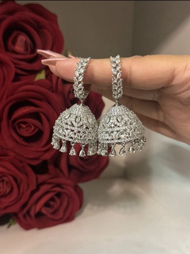 Silver tone jhumka - silver,