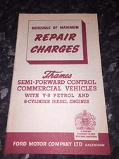 Ford Thames 6 cylinder & V8  Schedule Of Repair Charges 