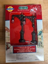 Set Of 2 Lemax Christmas Village 4" Victorian Street Lamps Battery Operated 1996