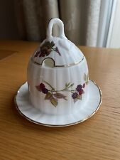 ROYAL WORCESTR  'ARDEN' HONEY/JAM/PRESERVE POT WITH FIXED UNDERPLATE.