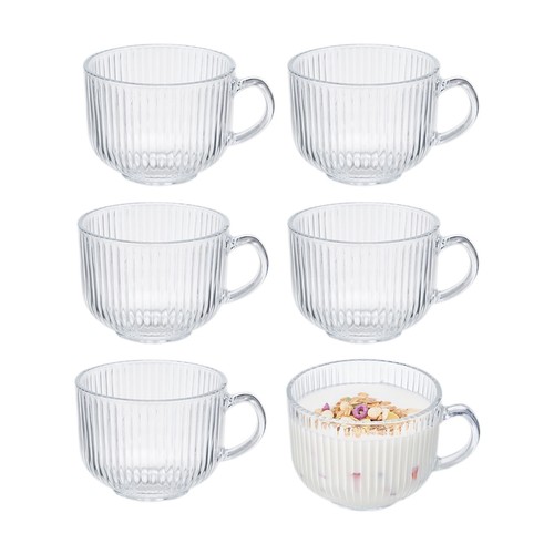 Ribbed glass coffee mugs - mugs, set
