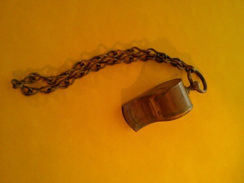 Vintage brass military whistle - vintage,