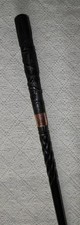 Antique Irish Bog Oak Walking Stick Cane Hand-Carved Harp Shamrocks Gold Collar