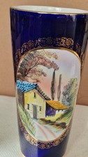 Alcobaca Vintage Cobalt Blue And Gold Gilded Portugal Vase