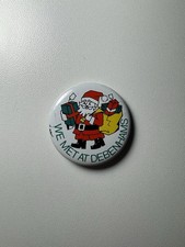 We Met At Debenhams Father Christmas Santa Claus Grotto 1970s Vintage Pin Badge