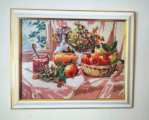 Vintage framed needlepoint - framed,