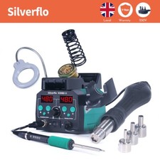 Silverflo T12 938BD-III Soldering Iron Hot Air Gun Soldering Station with Lamp