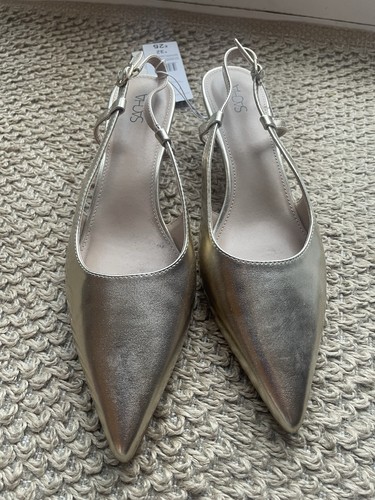 Gold sling back shoes - gold,