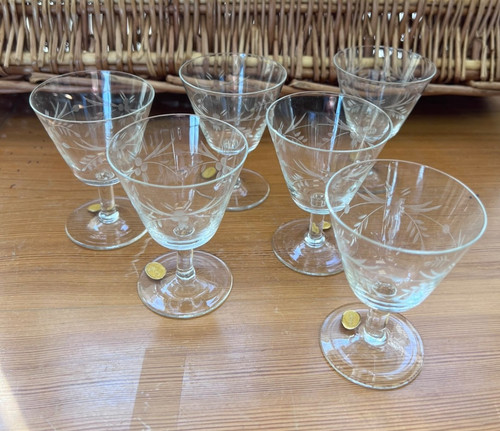 Vintage boxed set etched - set, 6