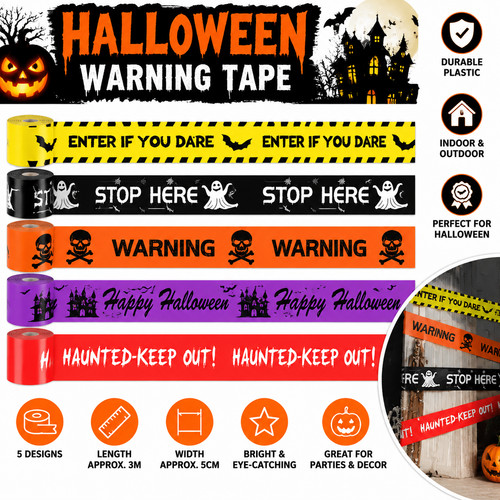 Halloween skull warning tape - warning,