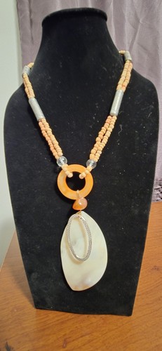 Vintage orange seed bead - orange, shell