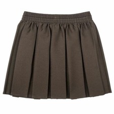GIRLS BOX PLEAT ALL ROUND ELASTICATED SKIRTS SCHOOL UNIFORM KIDS AGE 2-18 YEARS 