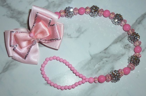 Pink silver shamballa bow - silver,