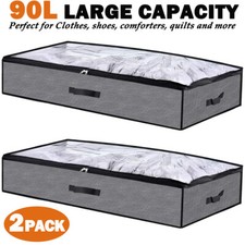 2×Underbed Storage Containers, Under Bed Storage for Clothes, Blankets and Shoes