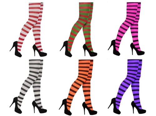 Ladies striped tights fancy - ladies,