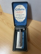 RARE VINTAGE GILLETTE ARISTOCRAT JUNIOR ONE-PIECE RAZOR BOX & INSTRUCTIONS