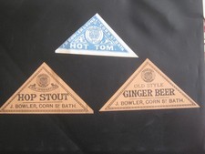 NICE COLLECTION OF 3 VINTAGE BOTTLE LABELS-J.B. BOWLER. & SON'S CORN ST BATH